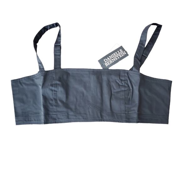NWT Danielle Bernstein Black Poplin Crop Tank Top Size 12 - Picture 2 of 11